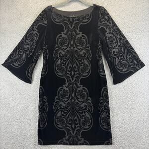 Y2k Velvet Burnout Dress 10 Black Witchy Dark Romantic Feminine Bell Sleeves